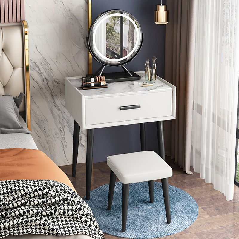 Glam Style 18.5 " Height 1- Drawer Slate Top Table Makeup Vanity Clearhalo 'Bedroom Furniture' 'furn' 'furn_makeup_vanities' 'Furniture' 'Makeup Vanities' 'makeup_vanities' 1200x1200_b650466d-127b-4167-abdd-511a83c9d8b7