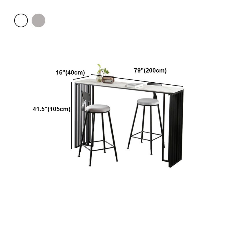 Modern Marble Table with Rectangle Table Top Black Sled Table - 42" H Clearhalo 'Bar Furniture' 'Bar Tables' 'bar_tables' 'furn' 'furn_bar_tables' 'Furniture' 'furniture_bar_tables' 'Kitchen & Dining Furniture' 1200x1200_b6517482-bc82-4df5-8081-c72942188145