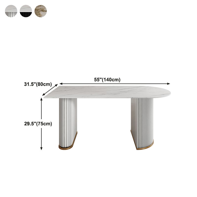 Free Form Sintered Stone Table for Restaurant Luxury Table with Double Pedestal Clearhalo 'Dining Tables & Seating' 'Dining Tables' 'dining_table' 'furn' 'furn_dining_table' 'Furniture' 'furniture_dining_table' 'Kitchen & Dining Furniture' 'kitchen' 'kitchen_dining_table' 1200x1200_b6523745-5d08-4629-97e4-b14952d22eb3