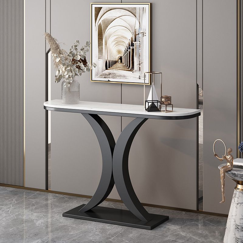 Contemporary Console Accent Table Antique Finish Console Table in Marble Clearhalo 'Console Tables' 'console_tables' 'Entry & Mudroom Furniture' 'furn' 'furn_console_tables' 'Furniture' 1200x1200_b654a073-0c2c-4eff-af2b-c8e8cd2076fe