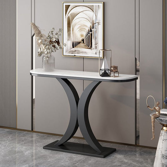Contemporary Console Accent Table Antique Finish Console Table in Marble Clearhalo 'Console Tables' 'console_tables' 'Entry & Mudroom Furniture' 'furn' 'furn_console_tables' 'Furniture' 1200x1200_b654a073-0c2c-4eff-af2b-c8e8cd2076fe