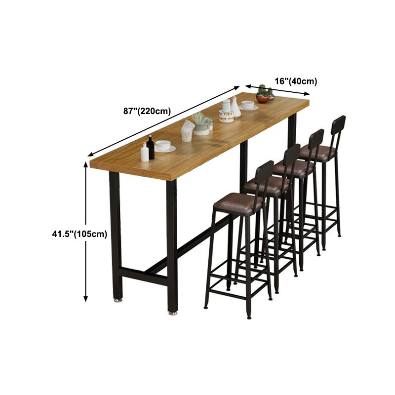 Modern Style Rectangle Bar Table Solid Wood Bistro Bar Desk with Trestle Base Clearhalo 'Bar Furniture' 'Bar Tables' 'bar_tables' 'furn' 'furn_bar_tables' 'Furniture' 'Kitchen & Dining Furniture' 1200x1200_b654f42f-d617-4ed2-8e20-3732400ae989
