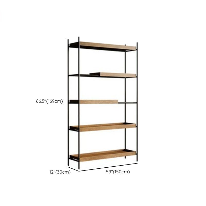 Contemporary Wooden Bookshelf Open Back Etagere Bookcase with Shelves Clearhalo 'Bookcases' 'furn' 'furn_bookcases' 'Furniture' 'Office Furniture' 1200x1200_b6554b09-d5f7-4be0-ab3a-7230b321c7f6