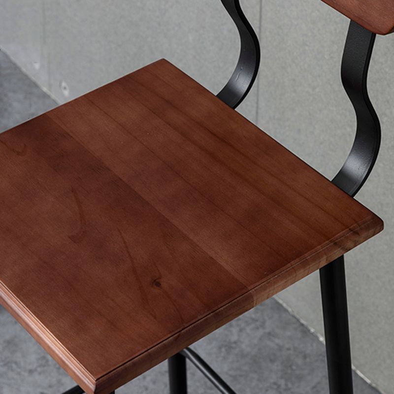 Industrial Style Ironwork Barstool Solid Wood Seat Bar High Chair with Backrest Clearhalo 'Bar Furniture' 'Bar Stools' 'bar_stools' 'furn' 'furn_bar_stools' 'furniture_bar_stools' 'Kitchen & Dining Furniture' 'kitchen&dining_furn' 'kitchen' 'kitchen_furn' Furniture' 1200x1200_b65674f4-9bb8-426e-a6d0-69214f750d0c