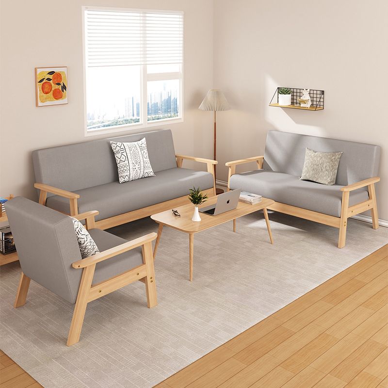 Square Arm Fabric Slipcovered 2/3 Seat Sofa with Wooden Based Clearhalo 'furn' 'furn_sofas' 'Furniture' 'furniture_sofas' 'kitchen' 'kitchen_sofas' 'Living Room Furniture' 'Sofa' 'sofas' 1200x1200_b6571aa2-4739-4e8c-8ad1-68c2f54aba14