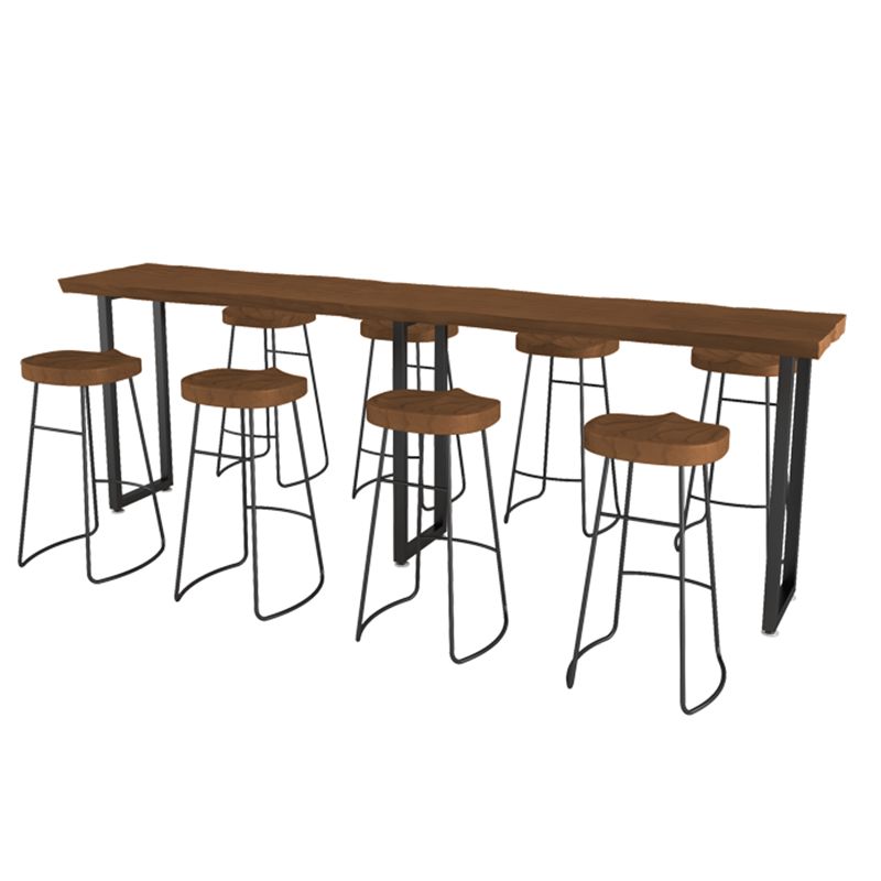 Rechteckiger Bartisch mit schwarzen Beinen und Metallsockel, Bistro-Bartisch für das Esszimmer