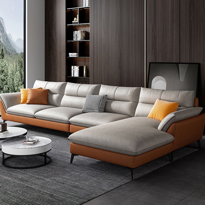 Sofá/seccional de brazo de almohada de cuero de piel sintética con manchas con manchas resistentes a las manchas