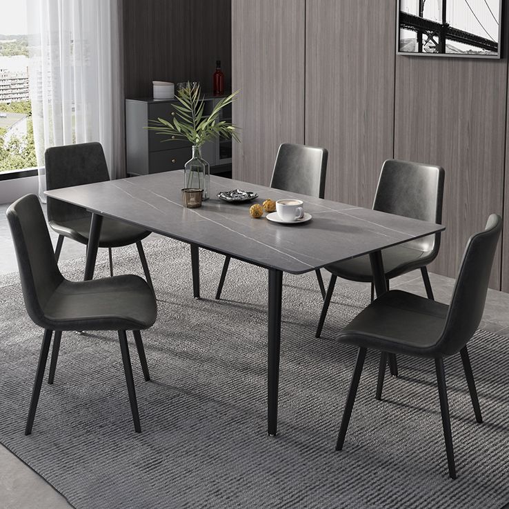 Modern Rectangle Dining Table Sintered Stone 4 Legs Table for Dining Room Clearhalo 'Dining Tables & Seating' 'Dining Tables' 'dining_table' 'furn' 'furn_dining_table' 'Furniture' 'Kitchen & Dining Furniture' 1200x1200_b65a71bf-0ed0-4767-a740-f500cf8f8255