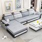 Left Facing Sofa Faux Leather/Linen Blend L-shape Sectionals with Chaise Clearhalo 'furn' 'furn_sectionals' 'Furniture' 'furniture_sectionals' 'Living Room Furniture' 'Sectionals' 1200x1200_b65ba4b0-a3cc-47b2-a617-3883baca722b