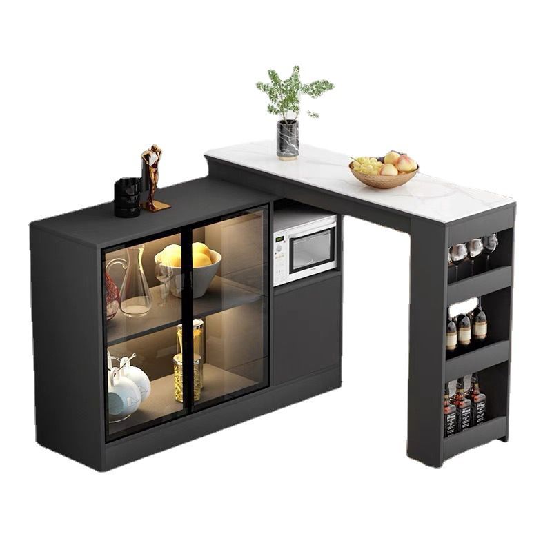 Modern Style Bistro Bar Table Sintered Stone Top Bar Table with Storages Clearhalo 'Bar Furniture' 'Bar Tables' 'bar_tables' 'furn' 'furn_bar_tables' 'Furniture' 'Kitchen & Dining Furniture' 1200x1200_b65bedad-f0ed-4896-8fba-acb44a1d90dc