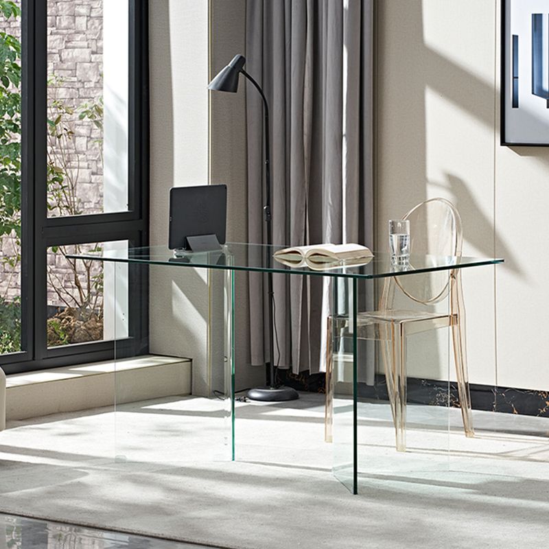 Rectangle Double Pedestal Home Furniture Clear Glass Dining Room Collection Clearhalo ' dining_table' 'Dining Tables & Seating' 'Dining Tables' 'furn' 'furn_dining_table' 'Furniture' 'furniture_dining_table' 'Kitchen & Dining Furniture' 'kitchen&dining_furn' 'kitchen' 'kitchen_dining_table' 1200x1200_b65cbac4-1d38-49f9-a2dc-65b47164c8dd
