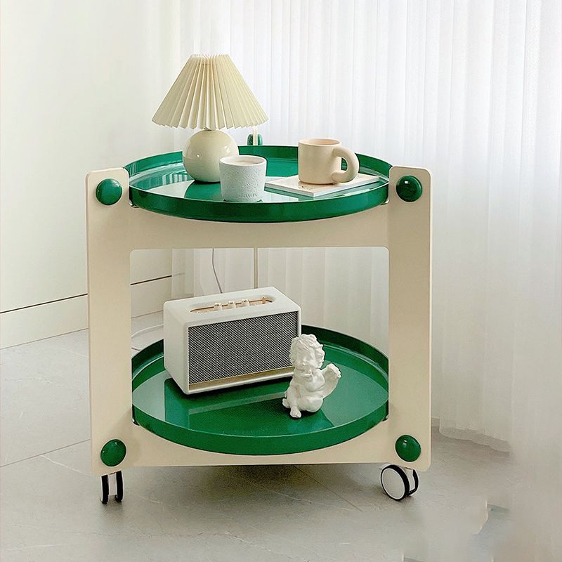 Plastic Round Accent Side 25.59" Wide Table Corner Table with Wheel