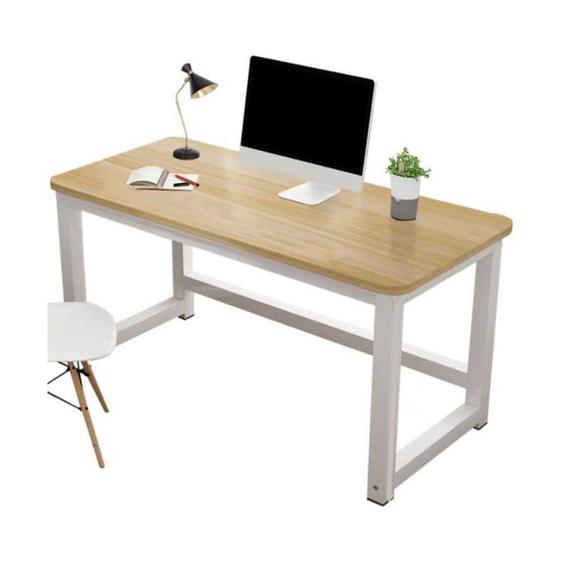 Rectangular Shaped Office Writing Table Wood in Natural with Metal Legs Clearhalo 'furn' 'furn_office_desk' 'Furniture' 'Office Desks' 'Office Furniture' 'office_desk' 1200x1200_b65e2a58-6887-416e-9885-2bc5e22fc211