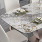 Luxury Sintered Stone Top Table Rectangle Table with Single Pedestal in Rose Gold Clearhalo 'Dining Tables & Seating' 'Dining Tables' 'dining_table' 'furn' 'furn_dining_table' 'Furniture' 'Kitchen & Dining Furniture' 1200x1200_b65e95fa-c7b4-41f0-ae53-3ec387010f8d