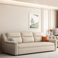 Glam -stijl Beige Futon Sleeper Sofa Bed met losse rug in gebonden leer