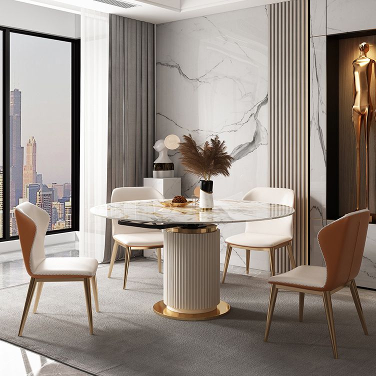 Glam Round Dining Set Stone 1/4/7 Pieces Dining Furniture for Indoor Clearhalo 'Dining Room Sets' 'Dining Tables & Seating' 'dining_room_set' 'furn' 'furn_dining_room_set' 'Furniture' 'Kitchen & Dining Furniture' 1200x1200_b65ed62a-c3ea-4f10-9602-468865997485