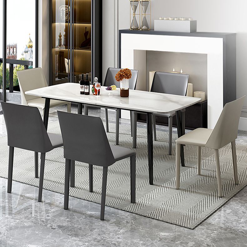 Leather Contemporary Restaurant Side Chair Solid Color Parsons Dining Chair Clearhalo ' kitchen&dining_furn' 'Dining Chairs' 'Dining Tables & Seating' 'dining_chair' 'furn' 'furn_dining_chair' 'Furniture' 'furniture_dining_chair' 'Kitchen & Dining Furniture' 'kitchen' 1200x1200_b664a0ad-446f-4263-9e82-f4b876b6d8cf