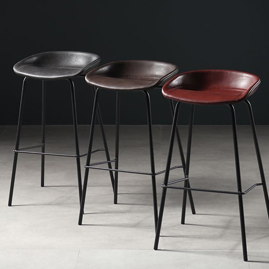 Contemporary Faux Leather Low Back Bucket Bar Stools with Metal Base Clearhalo 'Bar Furniture' 'Bar Stools' 'bar_stools' 'furn' 'furn_bar_stools' 'Furniture' 'Kitchen & Dining Furniture' 1200x1200_b66597c0-dd63-4e17-ac76-08a7dd8e9c49