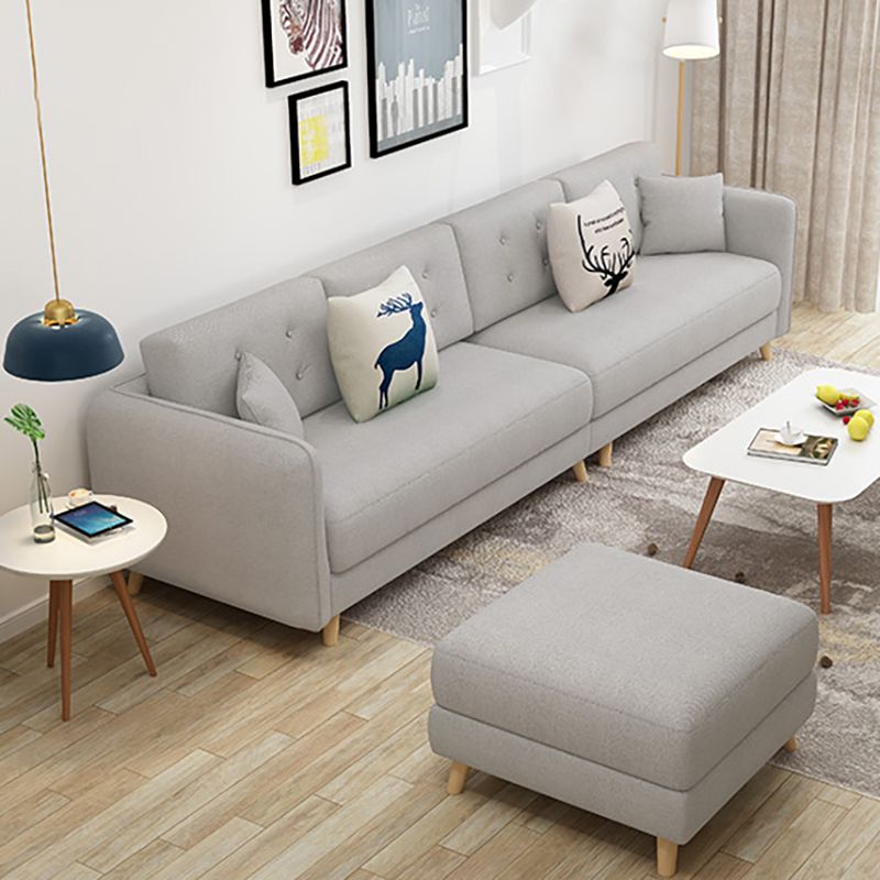 Modern Grey Fabric/Faux Leather Standard Sofa Square Arm Tufted Sofa Clearhalo 'furn' 'furn_sofas' 'Furniture' 'furniture_sofas' 'kitchen' 'kitchen_sofas' 'Living Room Furniture' 'Sofa' 'sofas' 1200x1200_b665c4d0-ddf8-4cf7-ba67-f8cf708a2973