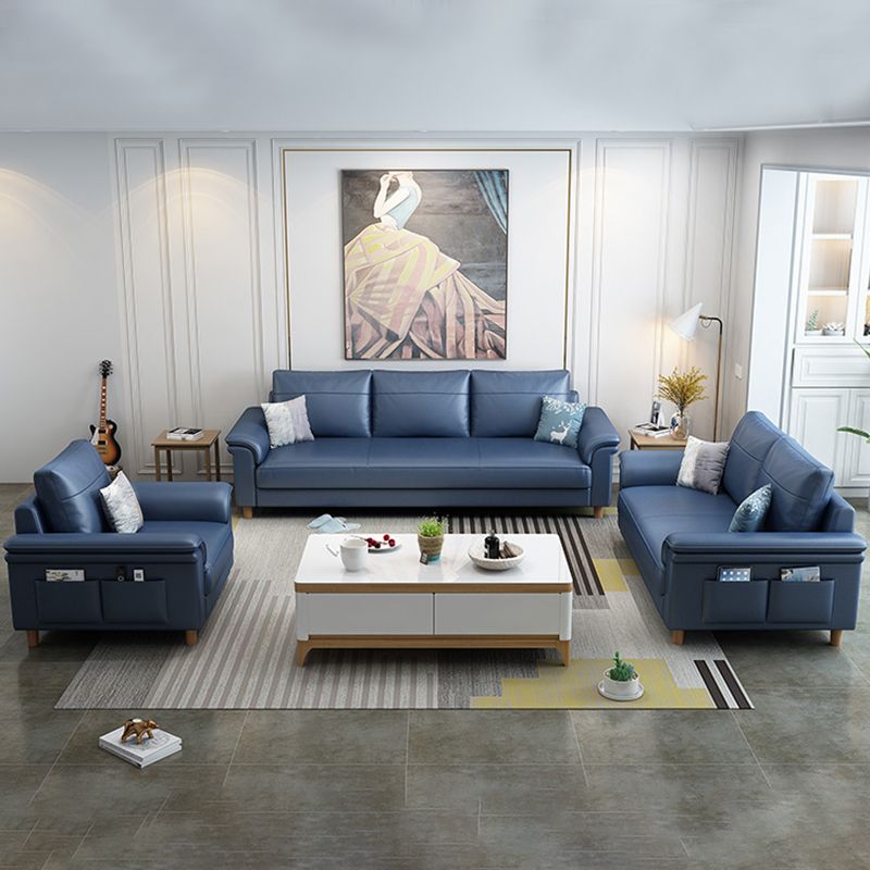 Sofá de sofá de cuero de cuero sintético resistente a las manchas Setente de brazo superior con almohadas