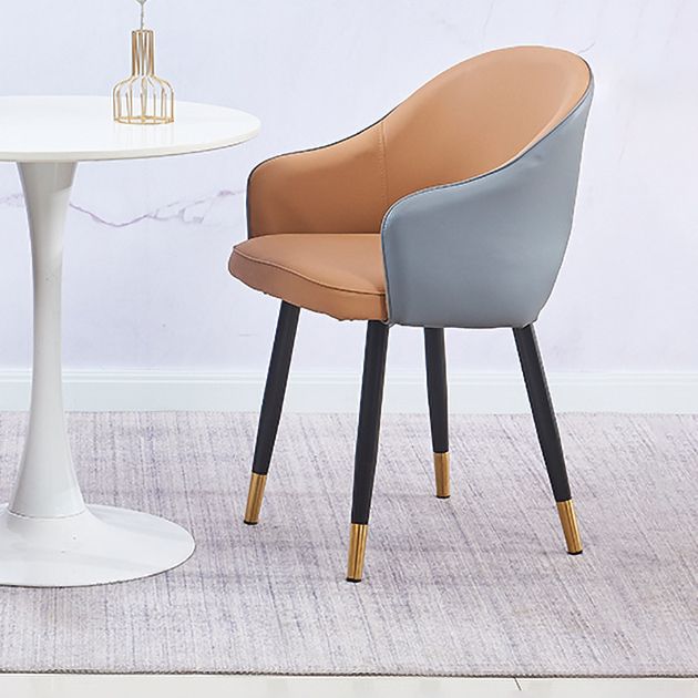 Scandinavian Home Arm Chair Upholstered Open Back Metal Dining Room Chair Clearhalo ' kitchen&dining_furn' 'Dining Chairs' 'Dining Tables & Seating' 'dining_chair' 'furn' 'furn_dining_chair' 'Furniture' 'furniture_dining_chair' 'Kitchen & Dining Furniture' 'kitchen' 1200x1200_b667facc-a2ed-40cf-a920-67dffe840729