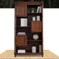 Solid Wood Brown Cabinet 70.9" Tall Mid-Century Modern Accent Cabinet with 3 Doors