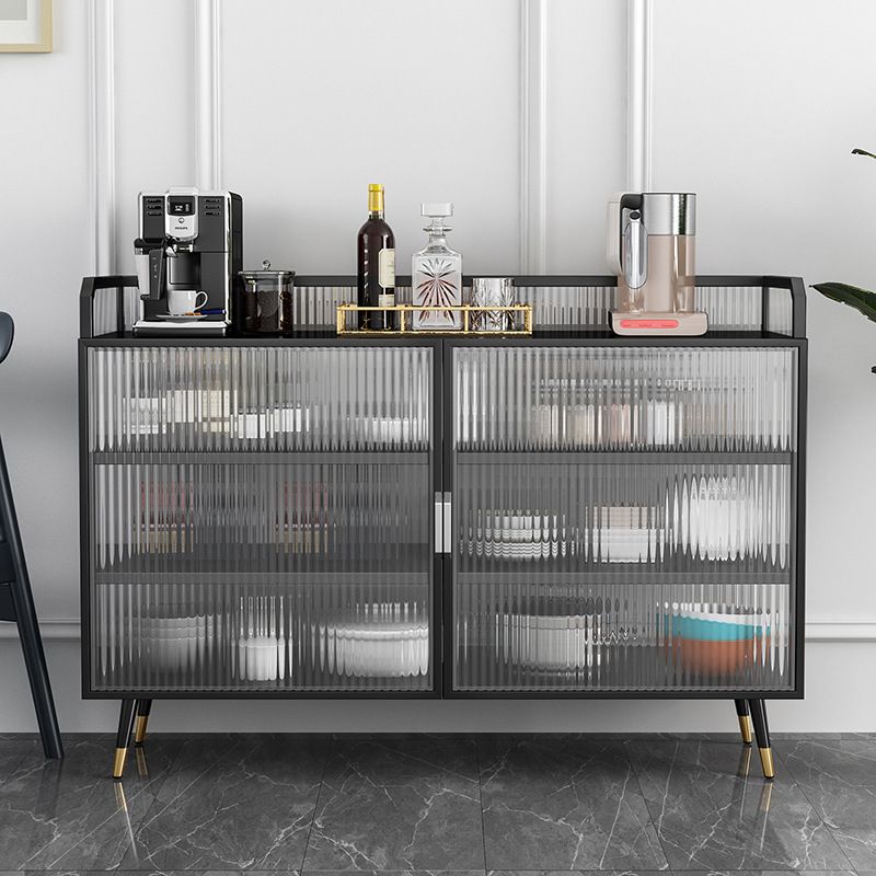 Glam Cabinets Sideboard Buffet Glass Doors Metal Buffet Sideboard Clearhalo 'buffet_sideboard' 'Buffets & Sideboards' 'furn' 'furn_buffet_sideboard' 'Furniture' 'Kitchen & Dining Furniture' 1200x1200_b6694b46-2aec-4282-9e8d-111bebb43f83