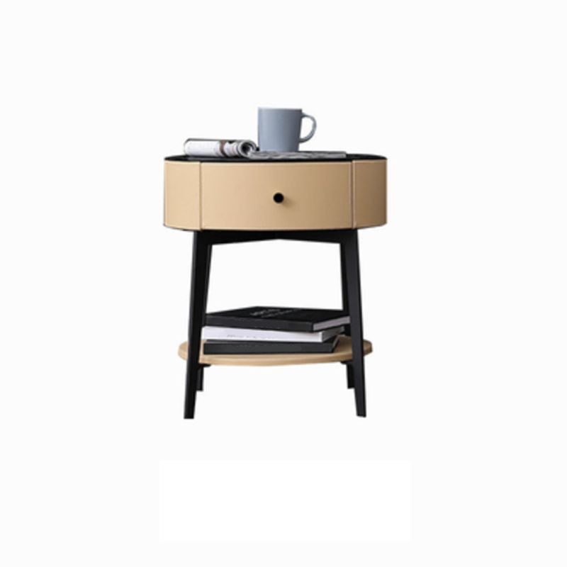 モダンな22インチの高さの夜のテーブルストーントップ1ドロワーシェルフには、脚のあるナイトスタンドが含まれています