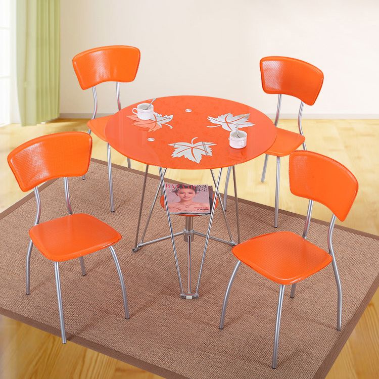 Round Tripod Dining Site Table Metal Dinette Table with Tempered Glass Clearhalo ' dining_table' 'Dining Tables & Seating' 'Dining Tables' 'Furniture' 'furniture_dining_table' 'Kitchen & Dining Furniture' 'kitchen&dining_furn' 'kitchen' 'kitchen_dining_table' 1200x1200_b66b0c1f-b977-4e0e-8dc5-d68cc79663f0