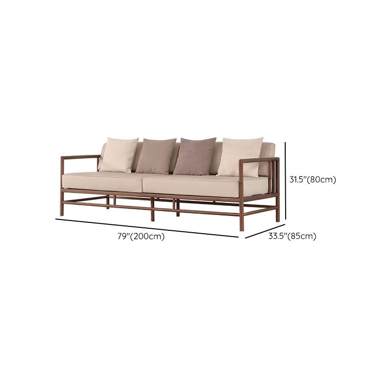 Sofá de brazo cuadrado de asiento trasero tropical en marrón y beige