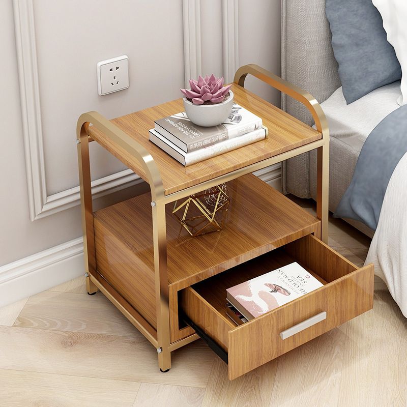 Wooden and Metal Bedside Cabinet Modern Minimalist Open Bedside Table with Legs Clearhalo 'Bedroom Furniture' 'furn' 'furn_night_stand' 'Furniture' 'night_stand' 'Nightstands' 1200x1200_b66d5210-1838-4b70-8f59-c721be78c301