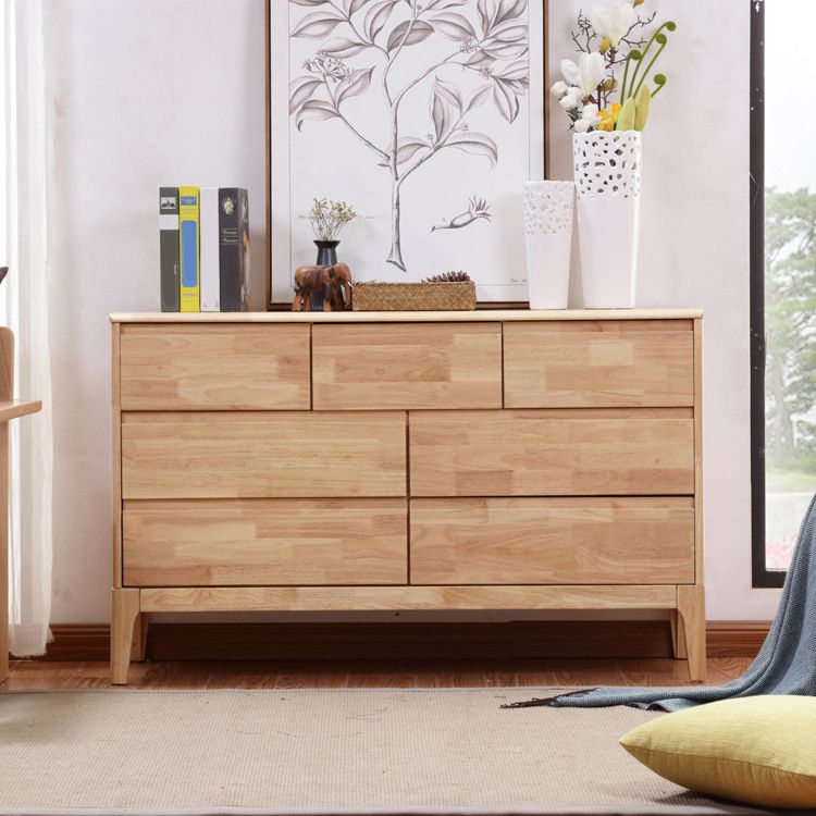 Modern Natural Rectangle Accent Chest with Drawers in Rubberwood Clearhalo 'Cabinets & Chests' 'cabinets_chests' 'furn' 'furn_cabinets_chests' 'Furniture' 'Living Room Furniture' 1200x1200_b66d6468-90d1-46ff-8582-5327290b86e1
