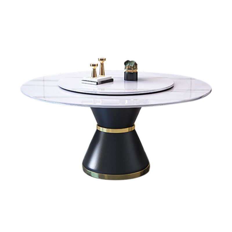 Modern Turntable Dinner Table Stainless Steel Base Stone Dining Table for Home Clearhalo 'Dining Tables & Seating' 'Dining Tables' 'dining_table' 'furn' 'furn_dining_table' 'Furniture' 'Kitchen & Dining Furniture' 1200x1200_b66e3e8a-1dea-4fc7-be28-b799a9fa1276