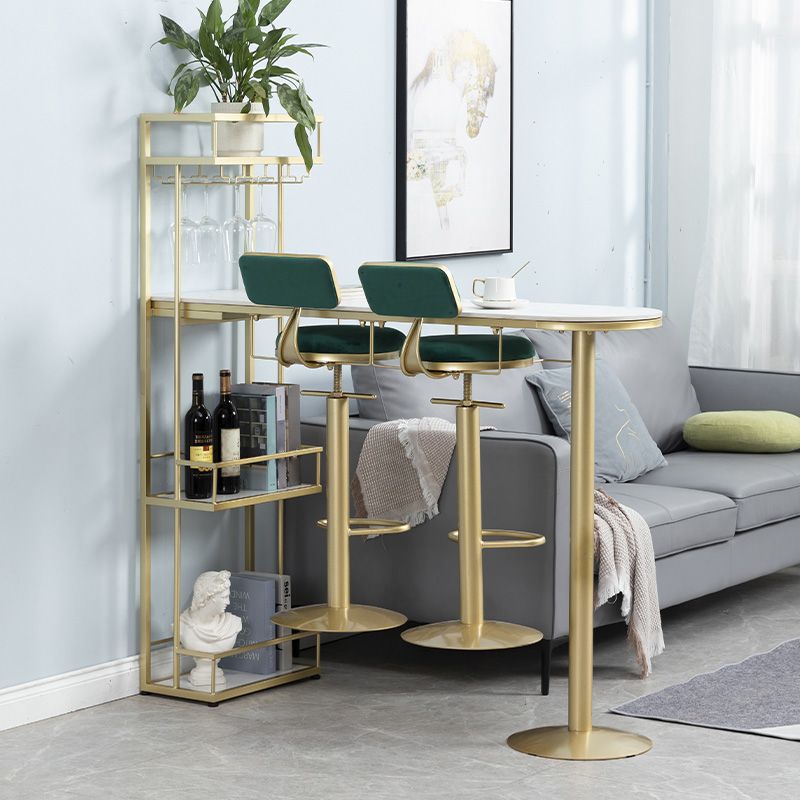 Contemporary Stone Bar Table Set 1/3 Pcs Metal Base Bar Table with Adjustable Stools Clearhalo 'Bar Furniture' 'furn' 'furn_home_bar_bar_sets' 'Furniture' 'Home Bars & Bar Sets' 'home_bar_bar_sets' 'Kitchen & Dining Furniture' 1200x1200_b66e4827-0ba8-4784-8248-aad2e80c396a