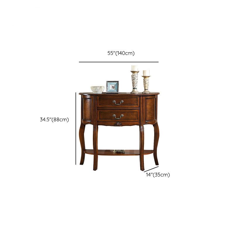 34.65" Tall 2-drawer Console Table Solid Wood Accent Table for Hall
