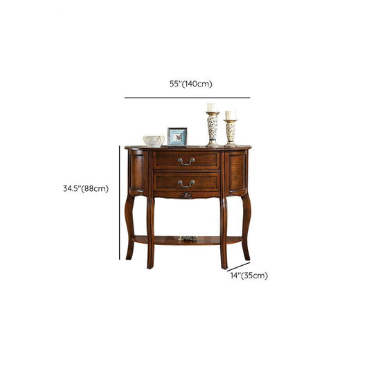 34.65" Tall 2-drawer Console Table Solid Wood Accent Table for Hall