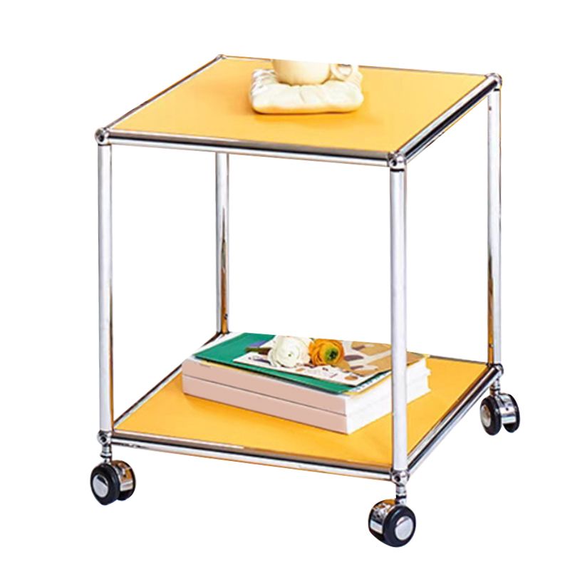 16.5" W Square End Table Modern 1-Shelf Side Table with Casters