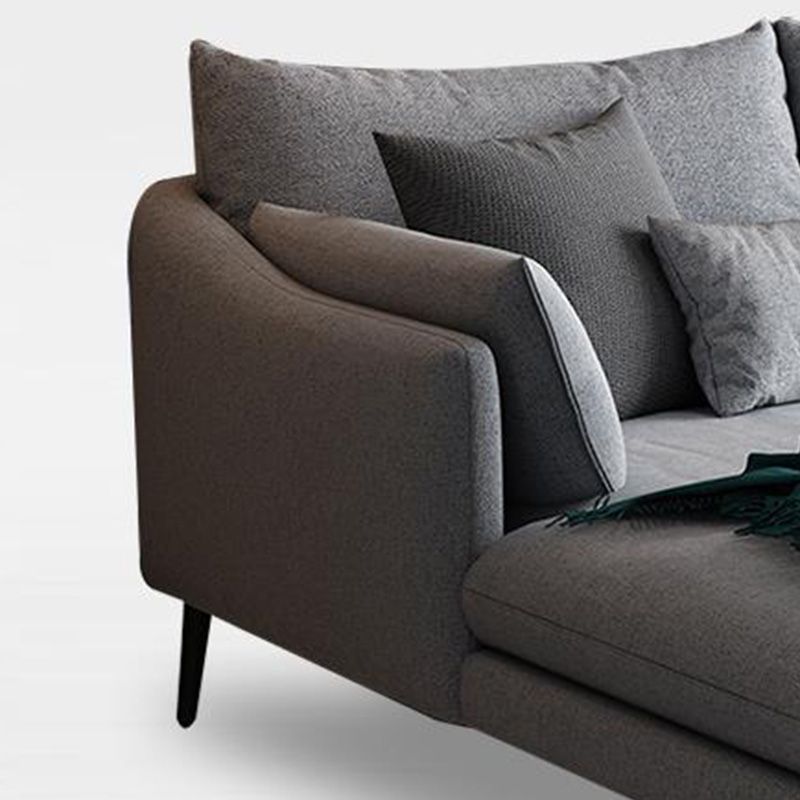 Modern 3/4-seater Fabric Sofa & Chaise Grey Slipcovered Sectional Clearhalo 'furn' 'furn_sectionals' 'Furniture' 'Living Room Furniture' 'Sectionals' 1200x1200_b671f973-81c3-4b57-9b64-70cde7525c3e
