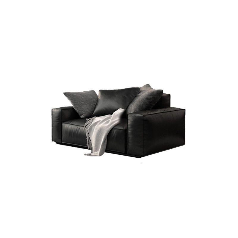 26.38" H Genuine Leather Square Arm Modern Sofa with Storage Black Standard Sofa Clearhalo 'furn' 'furn_sofas' 'Furniture' 'furniture_sofas' 'kitchen' 'kitchen_sofas' 'Living Room Furniture' 'Sofa' 'sofas' 1200x1200_b672e8c5-cd51-44a5-a2c0-6684c5482d7c