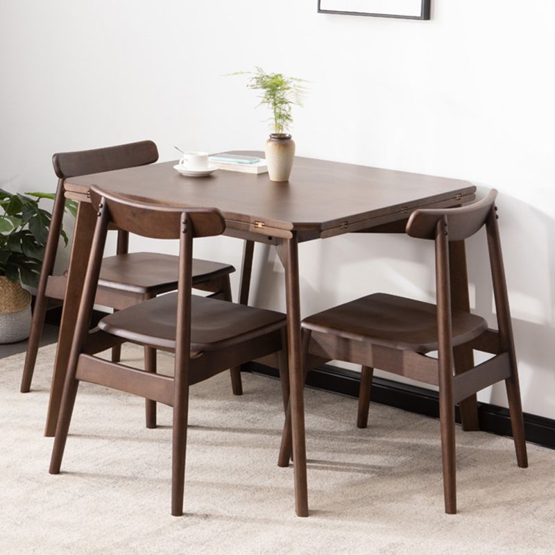 Modern Wood Adjustable Kitchen Dining Set 4 Leg Base Table with Folding Leaf Clearhalo 'Dining Room Sets' 'Dining Tables & Seating' 'dining_room_set' 'Furniture' 'furniture_dining_room_set' 'Kitchen & Dining Furniture' 'kitchen&dining_furn' 'kitchen' 1200x1200_b6733547-5add-4a79-b686-feccf2d3545a