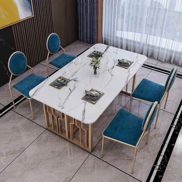 Metal Traditional Luxury Rectangle Table Sintered Stone Table for Kitchen Clearhalo ' dining_table' 'Dining Tables & Seating' 'Dining Tables' 'furn' 'furn_dining_table' 'Furniture' 'furniture_dining_table' 'Kitchen & Dining Furniture' 'kitchen&dining_furn' 'kitchen' 'kitchen_dining_table' 1200x1200_b67540fc-7765-48df-8732-ba72b8da1836