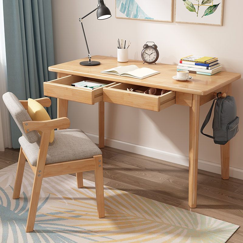 Solid Wood Rectangle Writing Desk Parsons Base 29.53-inch Tall Office Desk Clearhalo 'furn' 'furn_office_desk' 'Furniture' 'Office Desks' 'Office Furniture' 'office_desk' 1200x1200_b6769935-f3a0-4cc2-9bc1-bb444e97f067