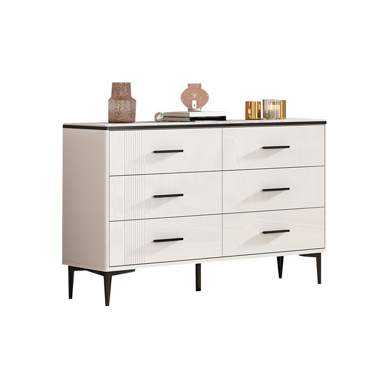 Glam Stone Coffre de rangement pour chambre à coucher, 30 cm de large, blanc avec tiroirs