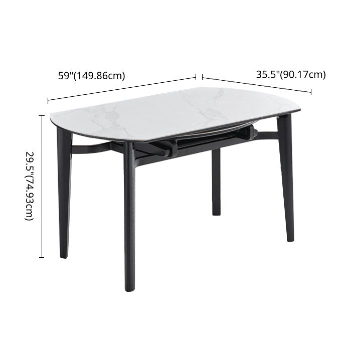 Contemporary Collapsible Sintered Stone Dining Room Table with 4 Solid Wood Legs Kitchen Dining Set Clearhalo 'Dining Room Sets' 'Dining Tables & Seating' 'dining_room_set' 'furn' 'furn_dining_room_set' 'Furniture' 'furniture_dining_room_set' 'Kitchen & Dining Furniture' 'kitchen&dining_furn' 'kitchen' 1200x1200_b677cd55-4e3a-4a43-b3d6-837d5230a128