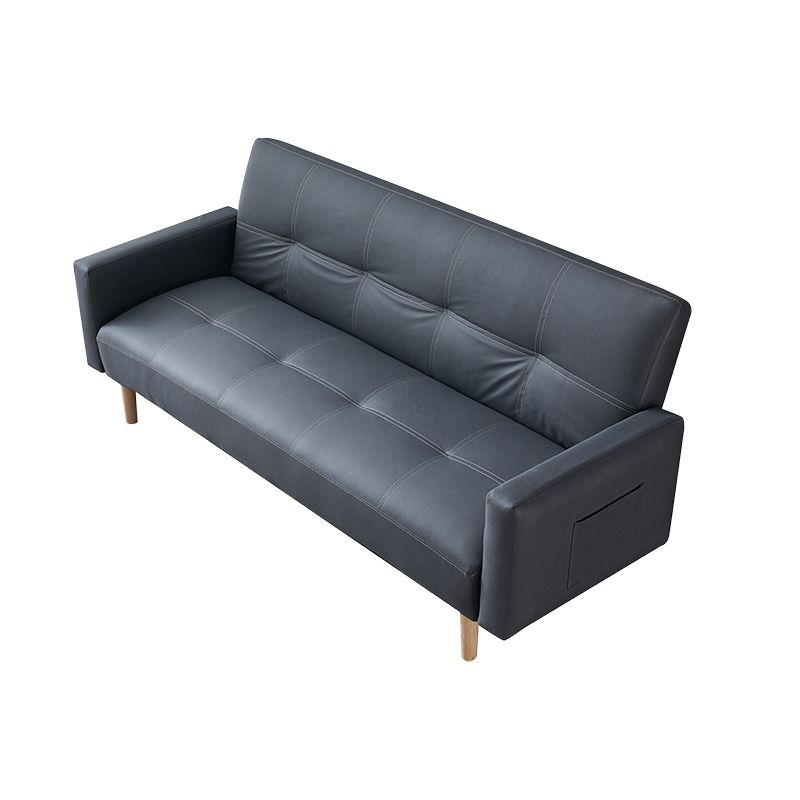Contemporary Tufted Square Arm Living Room Faux Leather with Storage Seating