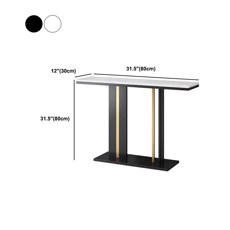 Tavolo console in stile glam con top in pietra e base di piedistallo per Hall