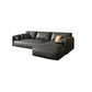 Echte lederen sectionals 70 "houtstationaire sectionals in zwart