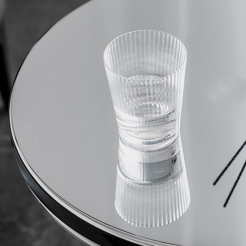 Pedestal Glass End Table Metal Top Round Side Table - 18.11" W x 18.11" D x 20.87" H