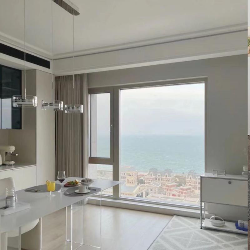 Rectangular Stone Dining Table Modern White Furniture with Acrylic Double Pedestal Clearhalo 'Dining Tables & Seating' 'Dining Tables' 'dining_table' 'furn' 'furn_dining_table' 'Furniture' 'Kitchen & Dining Furniture' 1200x1200_b67a24dd-0b18-4350-8c73-e6fb2ccaff3c