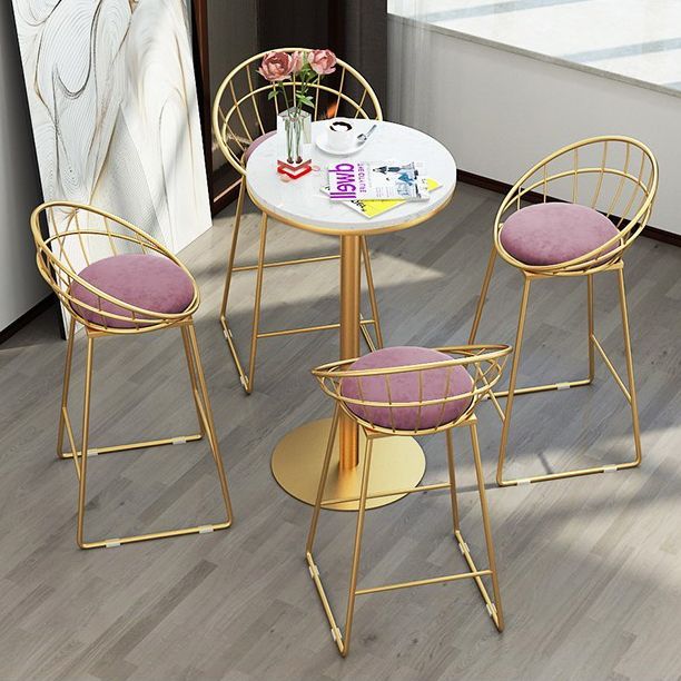 1/5 Pieces Glam Round Bar Table Set Bistro Set with White Faux Marble Top Clearhalo 'Bar Furniture' 'furn' 'furn_home_bar_bar_sets' 'Furniture' 'Home Bars & Bar Sets' 'home_bar_bar_sets' 'Kitchen & Dining Furniture' 1200x1200_b67bebc7-3c1c-4ad0-834d-d46b95e9e435